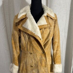 Vintage 70s/80s Heeksuede Faux Suede & Fur Double-Breasted Women’s Coat